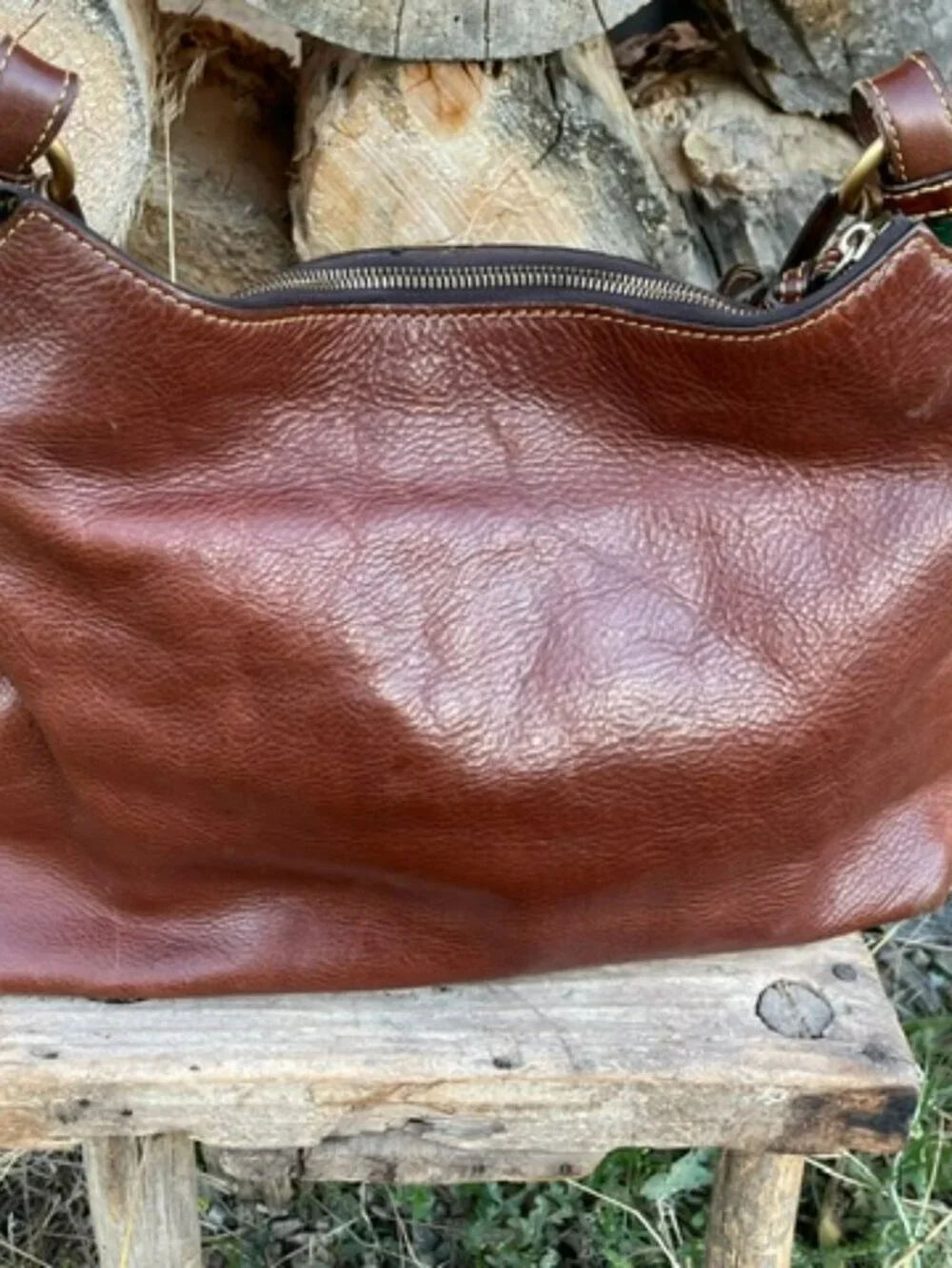Dooney and Bourke Kingston Hobo Florentine Leather Chestnut